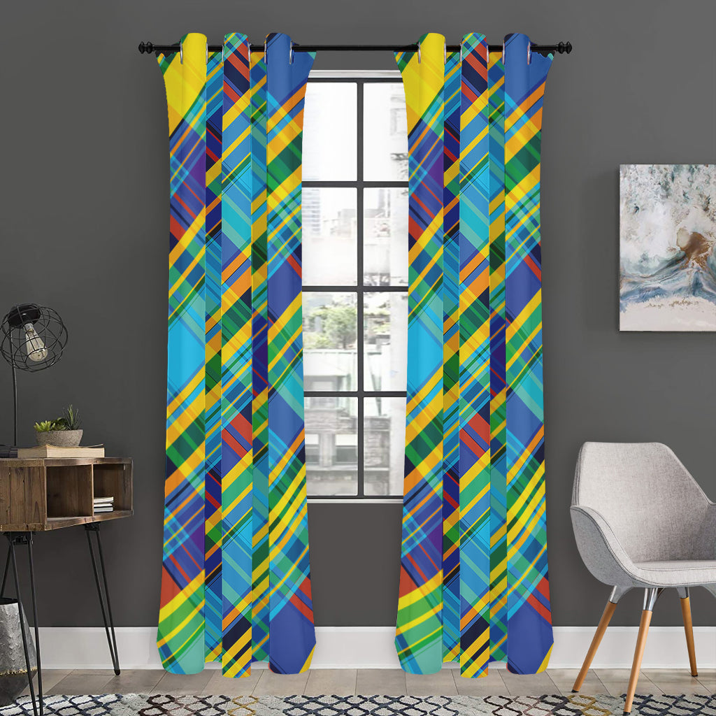 Colorful Tartan Pattern Print Curtain