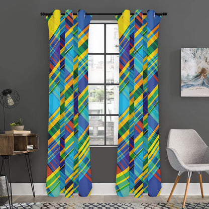 Colorful Tartan Pattern Print Curtain