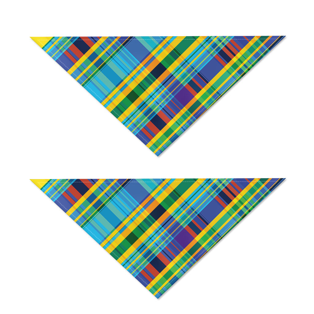 Colorful Tartan Pattern Print Dog Bandana