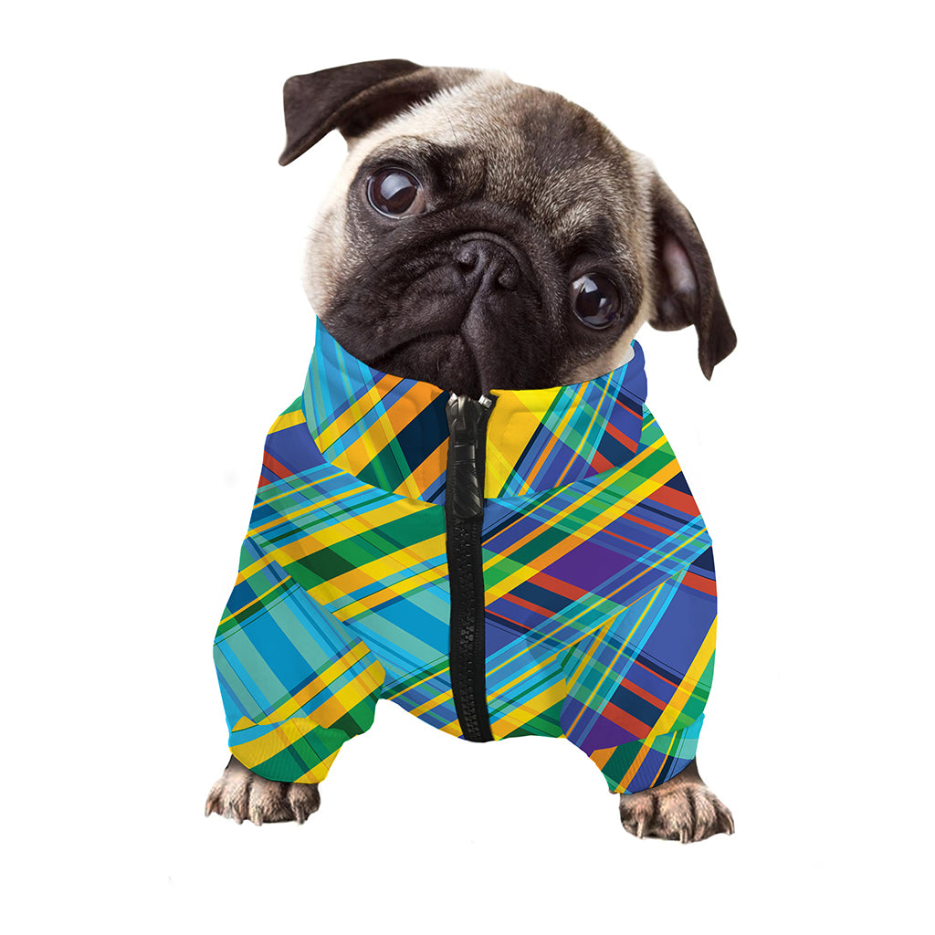Colorful Tartan Pattern Print Dog Zip Up Jacket