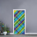 Colorful Tartan Pattern Print Door Sticker