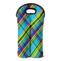 Colorful Tartan Pattern Print Double Neoprene Wine Tote