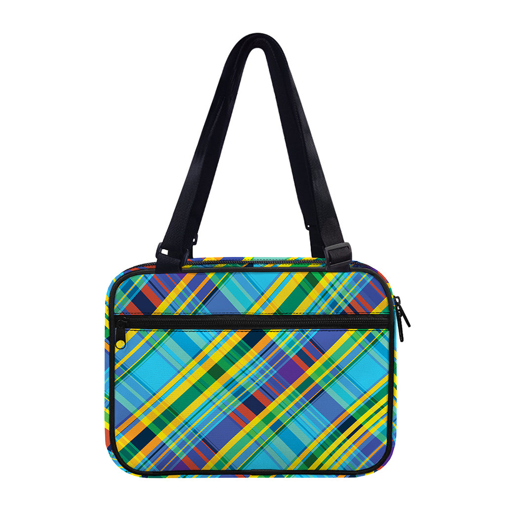 Colorful Tartan Pattern Print Double Strap Bible Bag
