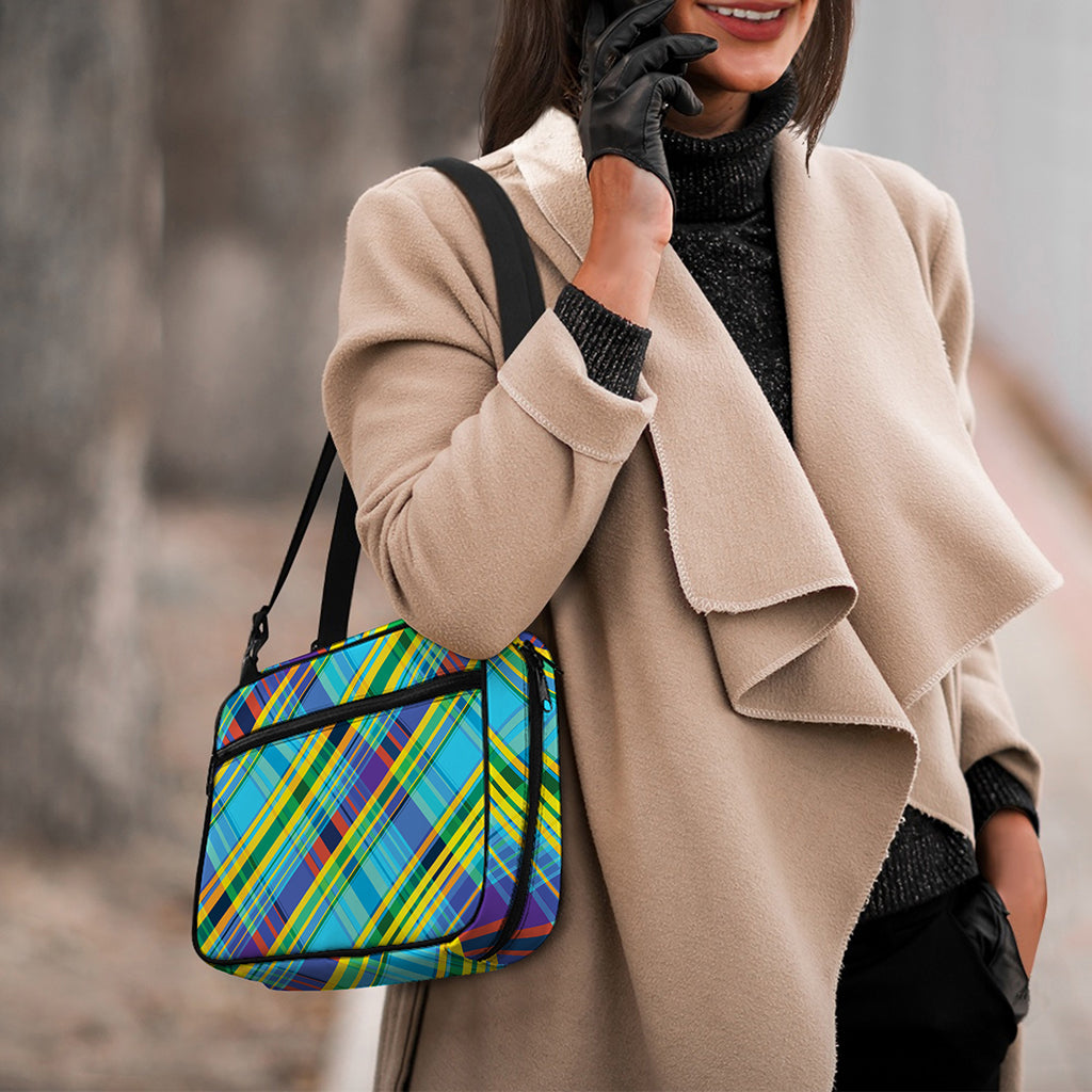 Colorful Tartan Pattern Print Double Strap Bible Bag