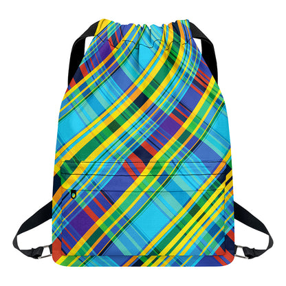 Colorful Tartan Pattern Print Drawstring Backpack