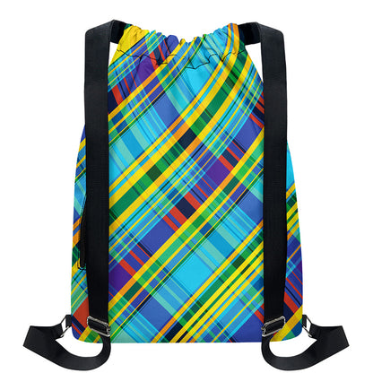Colorful Tartan Pattern Print Drawstring Backpack