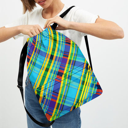 Colorful Tartan Pattern Print Drawstring Backpack