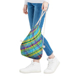 Colorful Tartan Pattern Print Drawstring Bag