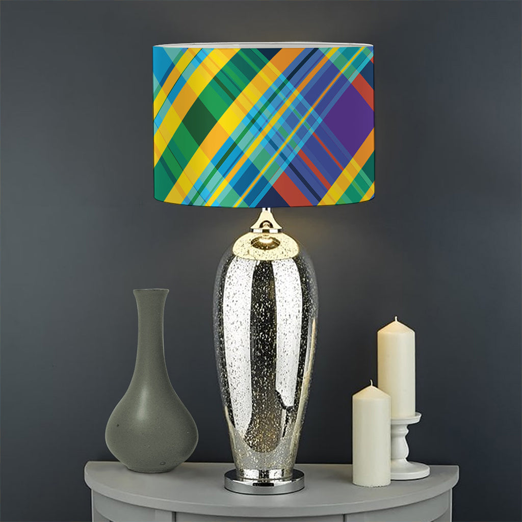 Colorful Tartan Pattern Print Drum Lamp Shade