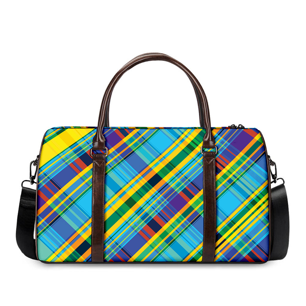 Colorful Tartan Pattern Print Duffle Bag