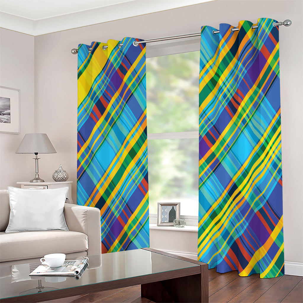 Colorful Tartan Pattern Print Extra Wide Grommet Curtains