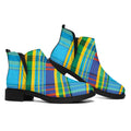 Colorful Tartan Pattern Print Flat Ankle Boots