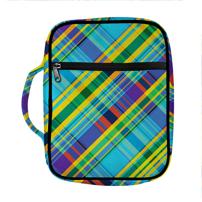 Colorful Tartan Pattern Print Front Pocket Bible Bag
