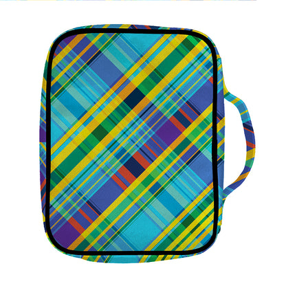 Colorful Tartan Pattern Print Front Pocket Bible Bag