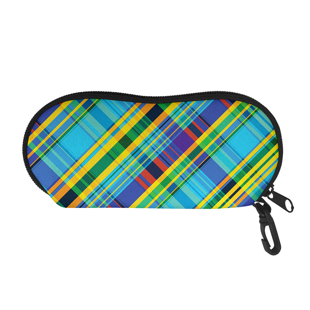 Colorful Tartan Pattern Print Glasses Case