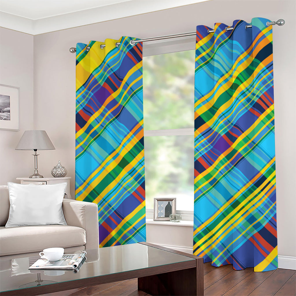 Colorful Tartan Pattern Print Grommet Curtains