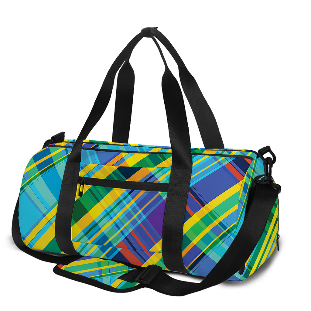 Colorful Tartan Pattern Print Gym Bag