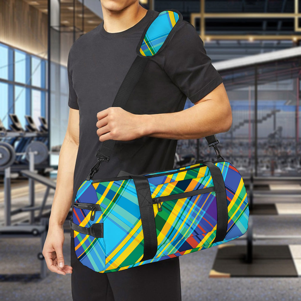 Colorful Tartan Pattern Print Gym Bag