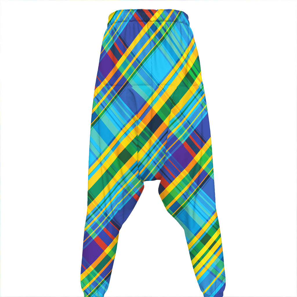 Colorful Tartan Pattern Print Hammer Pants
