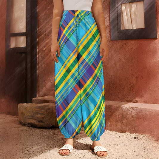 Colorful Tartan Pattern Print Harem Pants