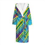 Colorful Tartan Pattern Print Hooded Bathrobe