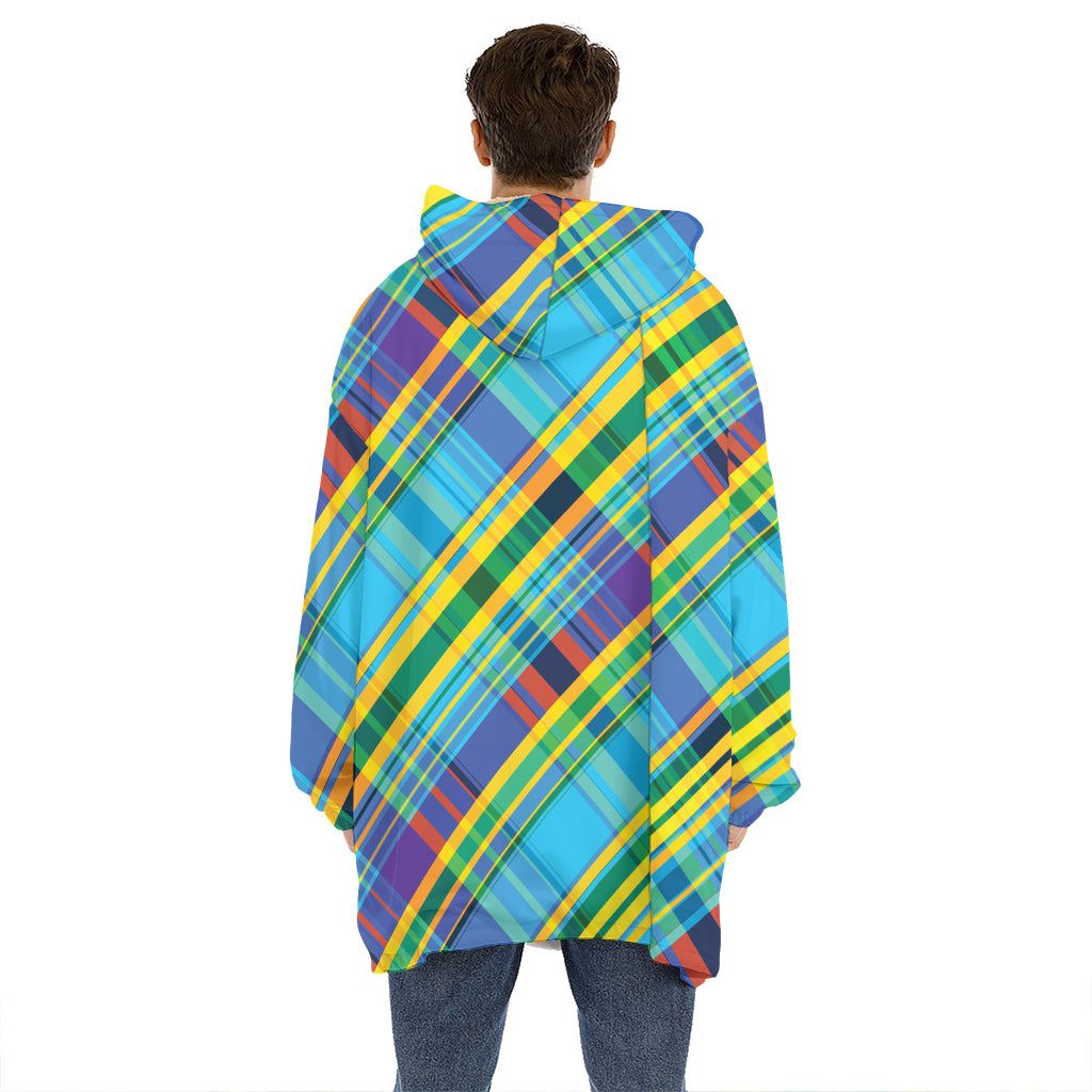 Colorful Tartan Pattern Print Hoodie Blanket