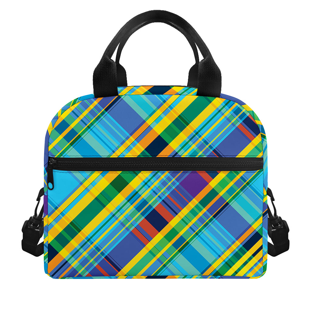 Colorful Tartan Pattern Print Insulated Lunch Bag