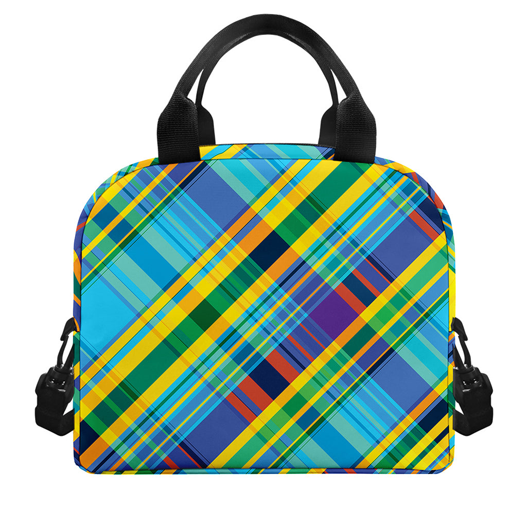 Colorful Tartan Pattern Print Insulated Lunch Bag