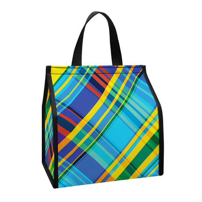 Colorful Tartan Pattern Print Insulated Lunch Tote