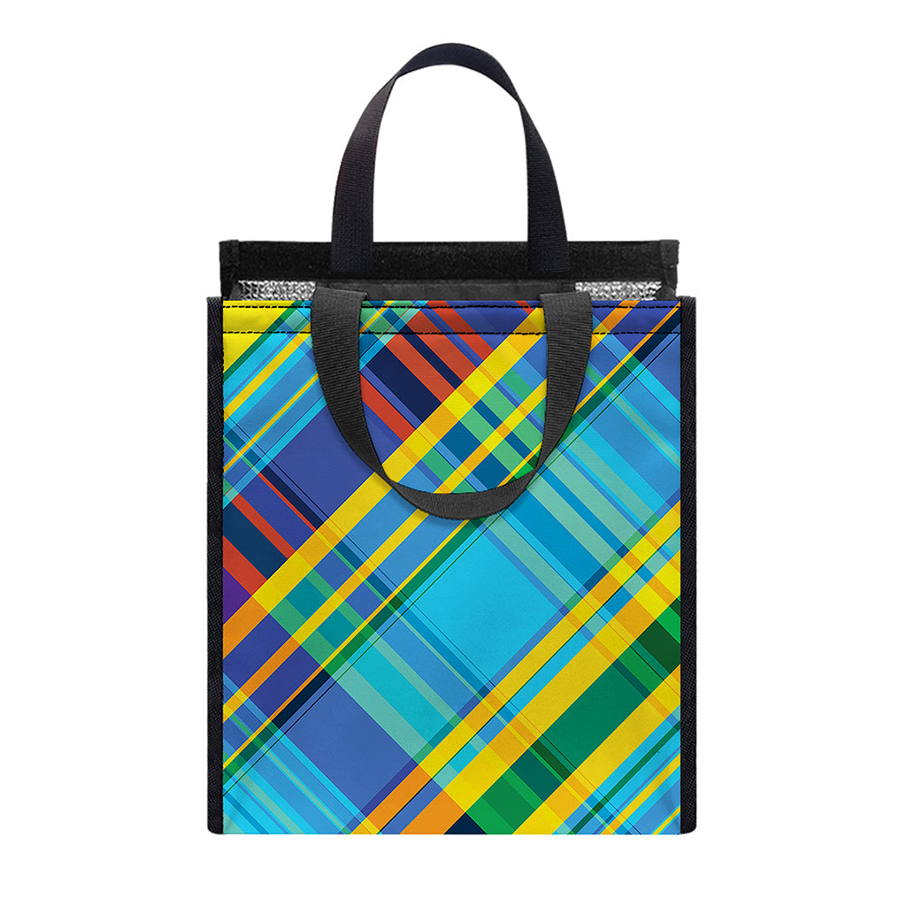 Colorful Tartan Pattern Print Insulated Lunch Tote
