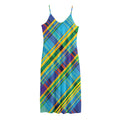 Colorful Tartan Pattern Print Jersey Midi Cami Dress