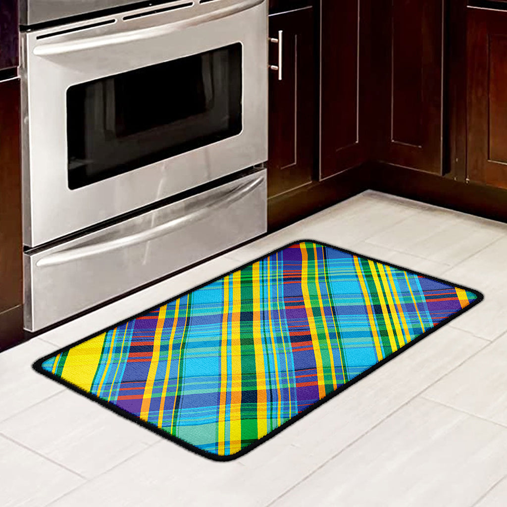 Colorful Tartan Pattern Print Kitchen Mat