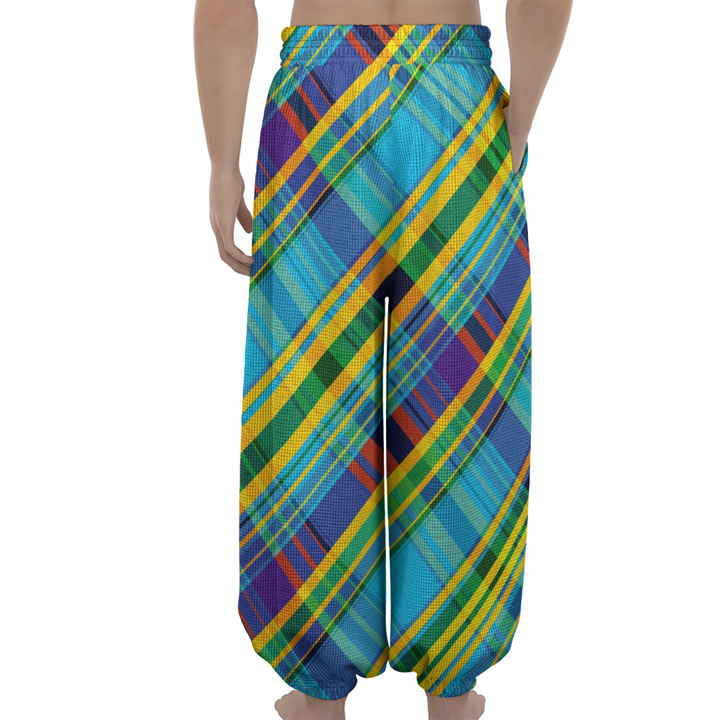 Colorful Tartan Pattern Print Lantern Pants
