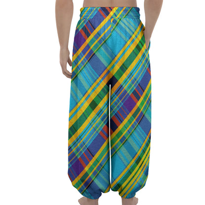 Colorful Tartan Pattern Print Lantern Pants