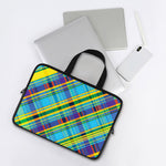 Colorful Tartan Pattern Print Laptop Sleeve With Handle