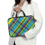 Colorful Tartan Pattern Print Laptop Sleeve With Handle