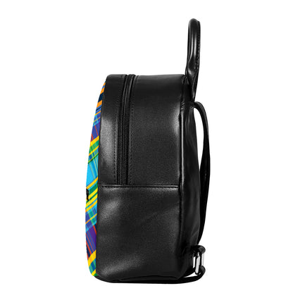 Colorful Tartan Pattern Print Leather Backpack