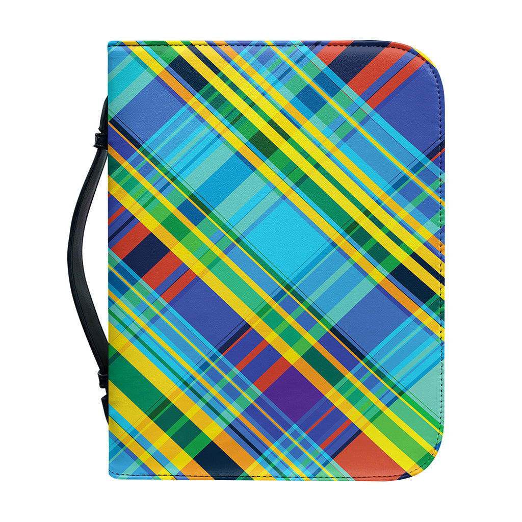 Colorful Tartan Pattern Print Leather Bible Cover