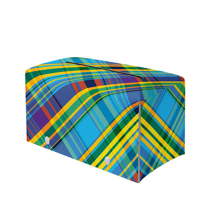 Colorful Tartan Pattern Print Leather Tissue Box Cover