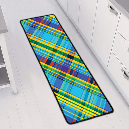 Colorful Tartan Pattern Print Long Kitchen Mat