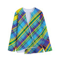 Colorful Tartan Pattern Print Long Sleeve Short Coat
