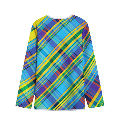 Colorful Tartan Pattern Print Long Sleeve Short Coat