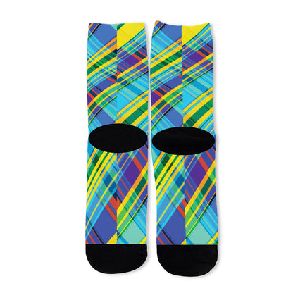 Colorful Tartan Pattern Print Long Socks