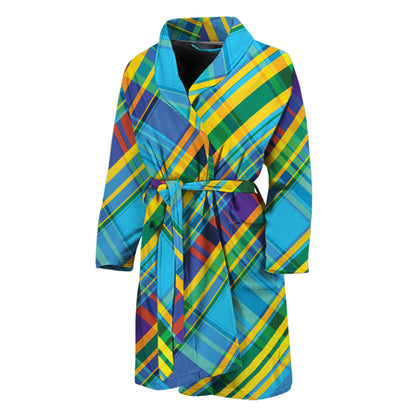 Colorful Tartan Pattern Print Men's Bathrobe