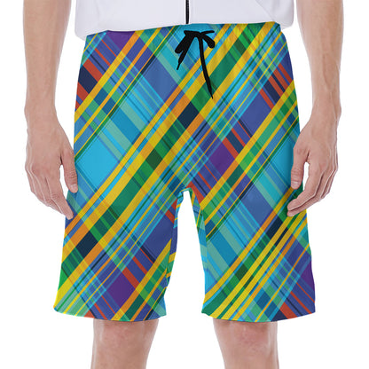 Colorful Tartan Pattern Print Men's Beach Shorts
