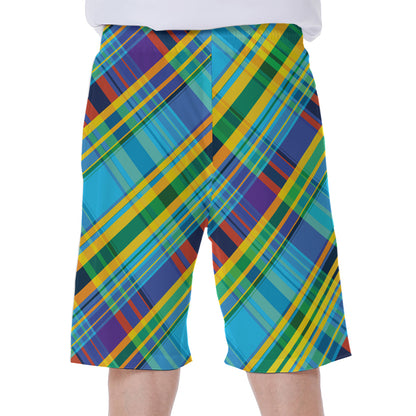 Colorful Tartan Pattern Print Men's Beach Shorts