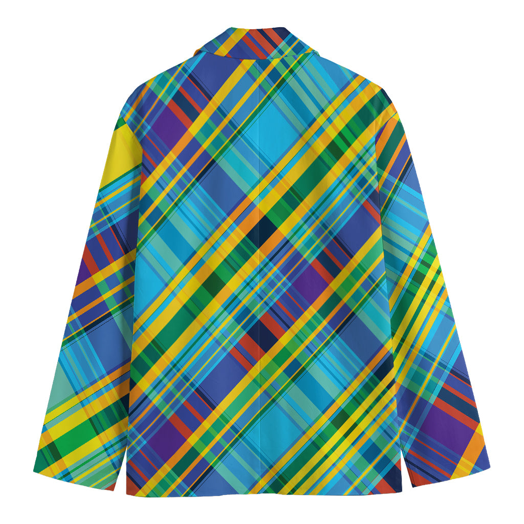 Colorful Tartan Pattern Print Men's Blazer