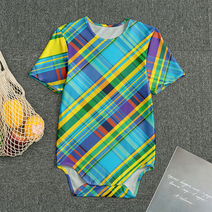 Colorful Tartan Pattern Print Men's Bodysuit