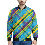 Colorful Tartan Pattern Print Men's Bomber Jacket