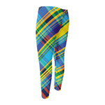 Colorful Tartan Pattern Print Men's Compression Pants